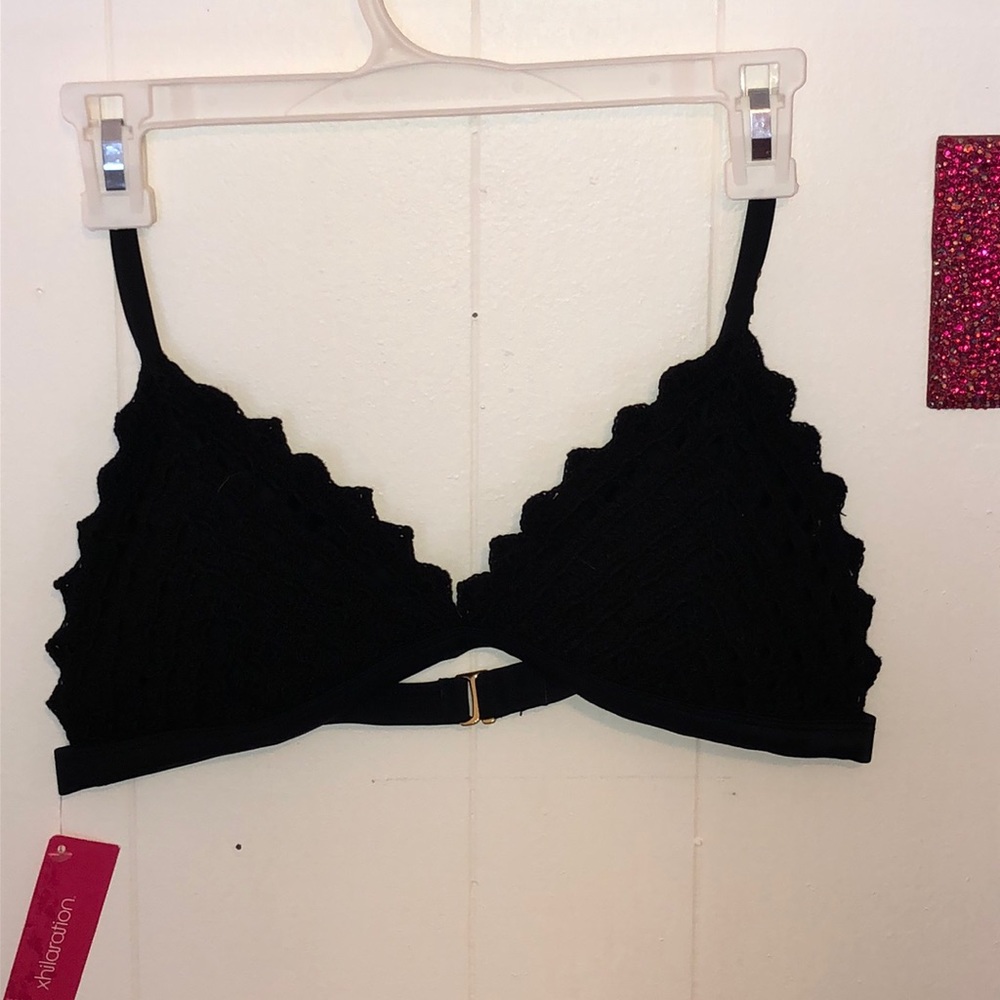 Black crocheted bathing suit